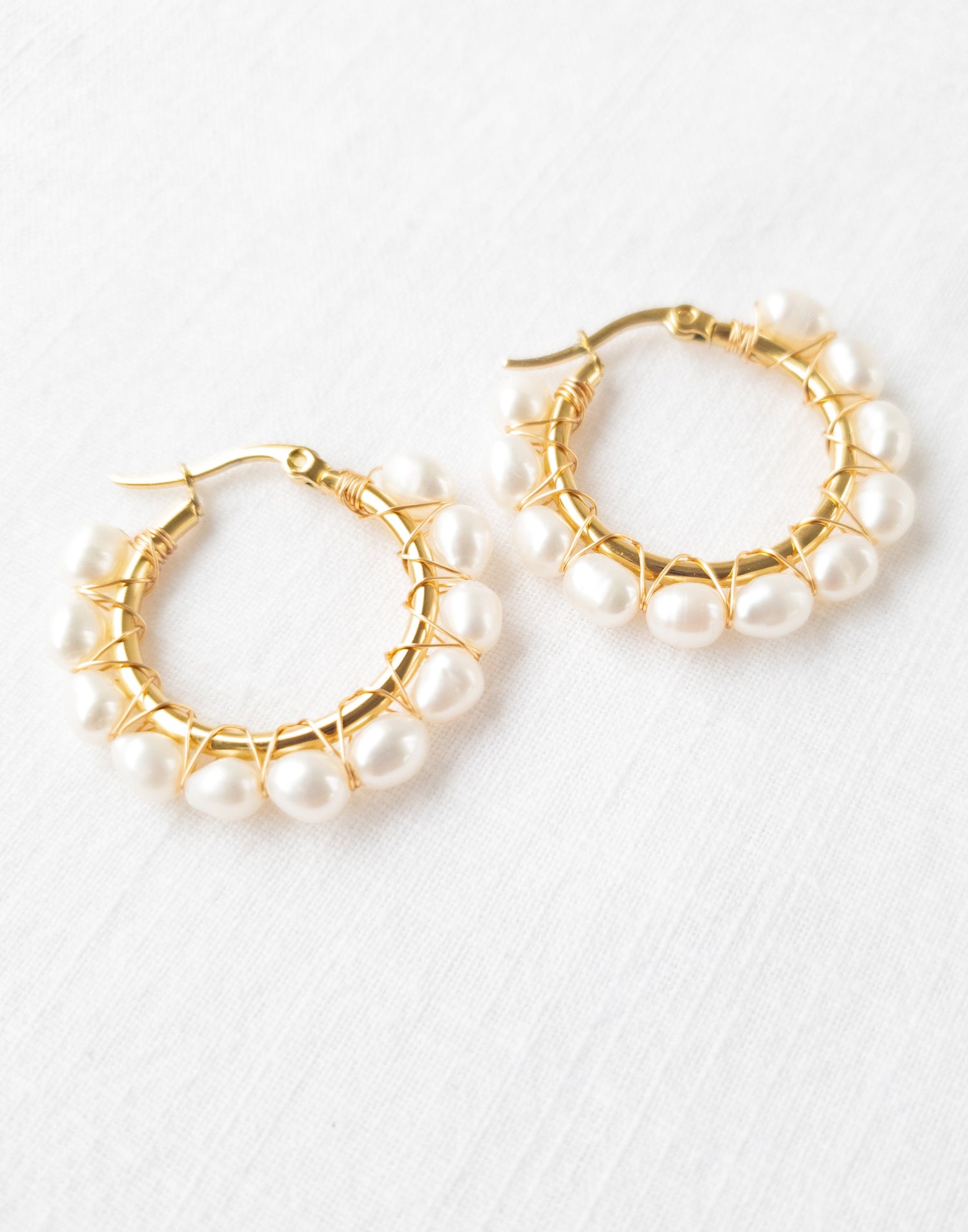 (Copy) new white pearl hoops