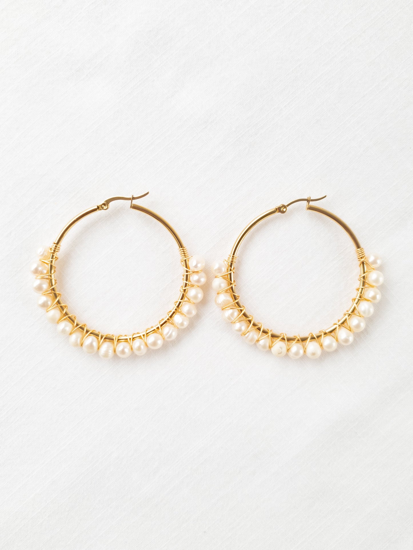 (Copy) new white pearl hoops