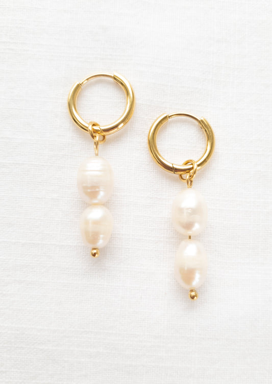 (Copy) new white pearl hoops