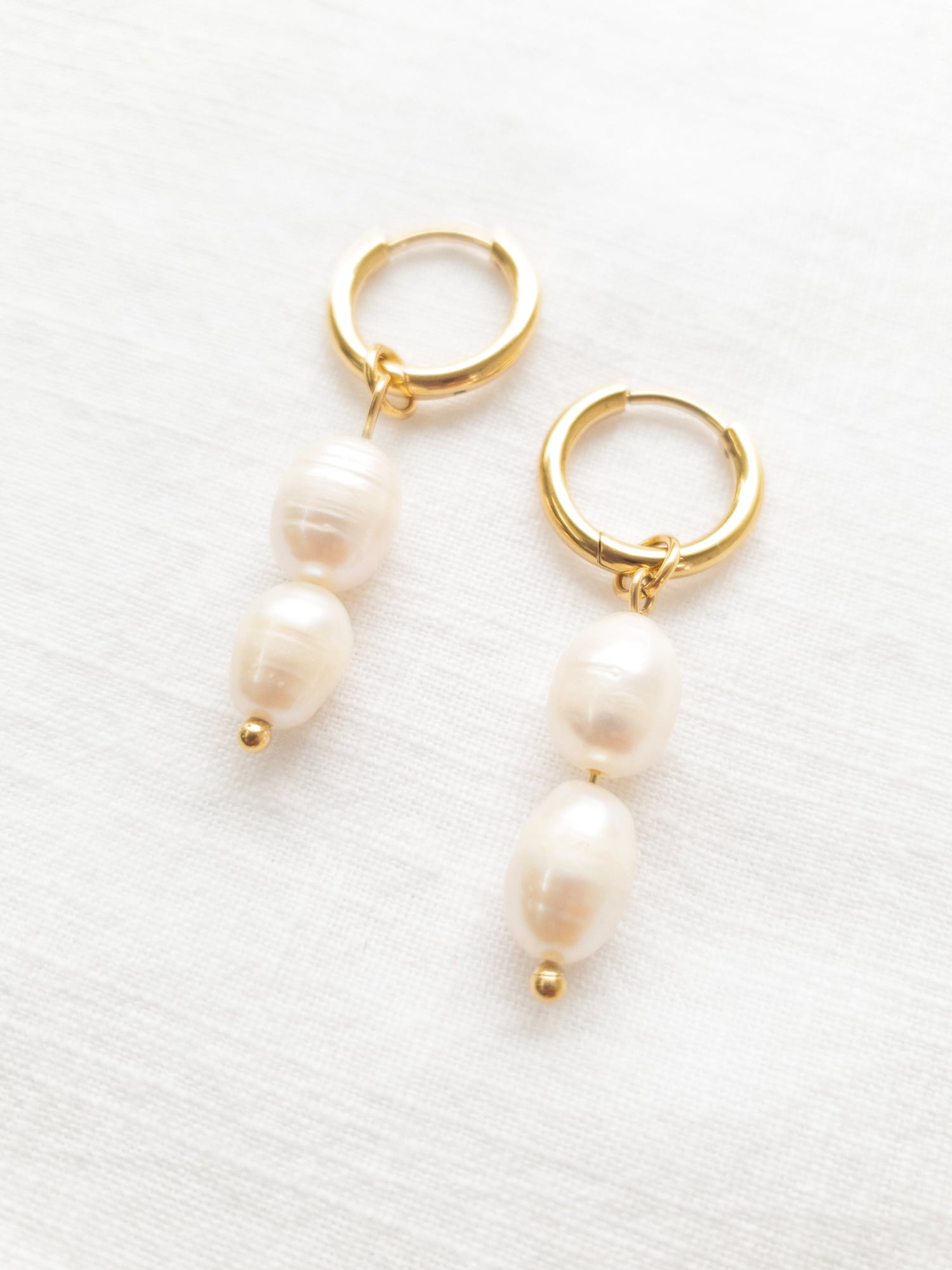 (Copy) new white pearl hoops